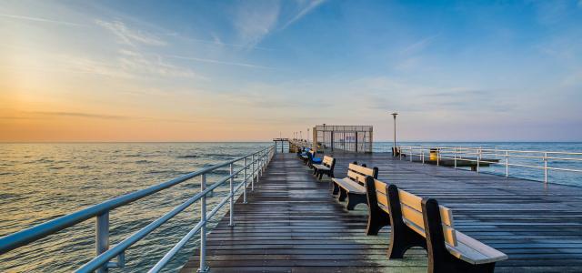 The fishing pier at sunrise in Ventnor City, New Jersey